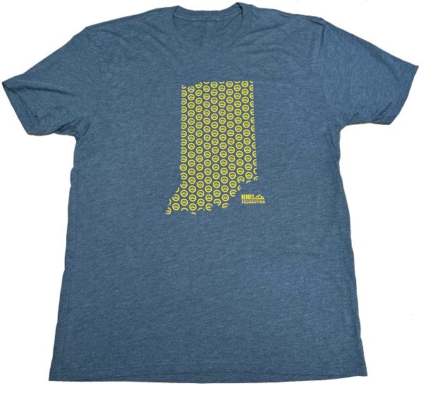 Hoosier Heroes T-shirt (Heather Indigo/Heroes Yellow)